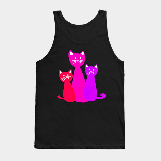 Pink Cats Tank Top by Kelly Louise Art
